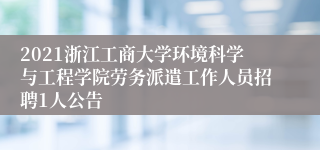 2021浙江工商大学环境科学与工程学院劳务派遣工作人员招聘1人公告