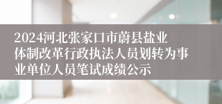 2024河北张家口市蔚县盐业体制改革行政执法人员划转为事业单位人员笔试成绩公示