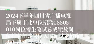 2024下半年四川省广播电视局下属事业单位招聘05505010岗位考生笔试总成绩及岗位排名和该岗位入围面试资格审查人员补充公告