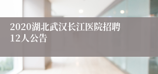 2020湖北武汉长江医院招聘12人公告