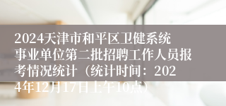 2024天津市和平区卫健系统事业单位第二批招聘工作人员报考情况统计（统计时间：2024年12月17日上午10点）
