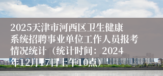 2025天津市河西区卫生健康系统招聘事业单位工作人员报考情况统计（统计时间：2024年12月17日上午10点）