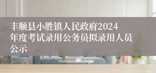 丰顺县小胜镇人民政府2024年度考试录用公务员拟录用人员公示