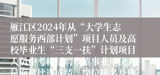 雁江区2024年从“大学生志愿服务西部计划”项目人员及高校毕业生“三支一扶”计划项目人员中考核招聘乡镇事业单位人员面试比选成绩、岗位排名及体检相关事宜的通知