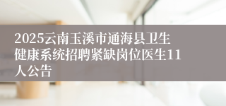 2025云南玉溪市通海县卫生健康系统招聘紧缺岗位医生11人公告