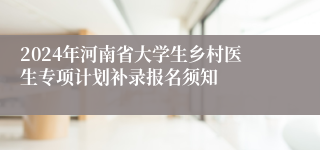 2024年河南省大学生乡村医生专项计划补录报名须知