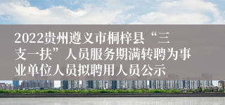 2022贵州遵义市桐梓县“三支一扶”人员服务期满转聘为事业单位人员拟聘用人员公示
