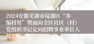 2024安徽芜湖市镜湖区“乡编村用”暨面向全区社区（村）党组织书记定向招聘事业单位人员2人公告