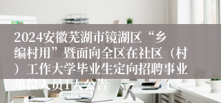 2024安徽芜湖市镜湖区“乡编村用”暨面向全区在社区（村）工作大学毕业生定向招聘事业单位人员1人公告