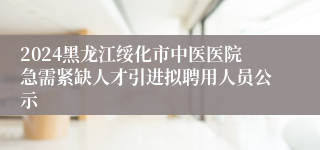 2024黑龙江绥化市中医医院急需紧缺人才引进拟聘用人员公示