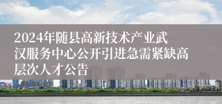2024年随县高新技术产业武汉服务中心公开引进急需紧缺高层次人才公告
