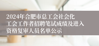 2024年合肥市总工会社会化工会工作者招聘笔试成绩及进入资格复审人员名单公示
