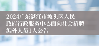 2024广东湛江市坡头区人民政府行政服务中心面向社会招聘编外人员1人公告