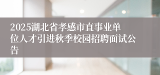 2025湖北省孝感市直事业单位人才引进秋季校园招聘面试公告