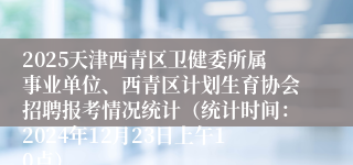 2025天津西青区卫健委所属事业单位、西青区计划生育协会招聘报考情况统计（统计时间：2024年12月23日上午10点）