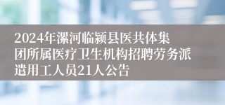 2024年漯河临颍县医共体集团所属医疗卫生机构招聘劳务派遣用工人员21人公告