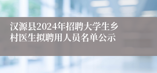 汉源县2024年招聘大学生乡村医生拟聘用人员名单公示