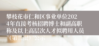 攀枝花市仁和区事业单位2024年直接考核招聘博士和副高职称及以上高层次人才拟聘用人员（第二批）公示