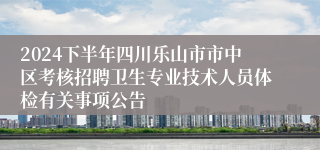 2024下半年四川乐山市市中区考核招聘卫生专业技术人员体检有关事项公告