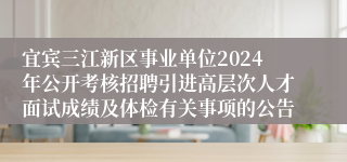 宜宾三江新区事业单位2024年公开考核招聘引进高层次人才面试成绩及体检有关事项的公告