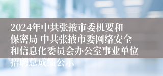 2024年中共张掖市委机要和保密局 中共张掖市委网络安全和信息化委员会办公室事业单位招聘总成绩公示