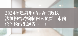 2024福建泉州市综合行政执法机构招聘编制内人员晋江市岗位体检结果通告（二）