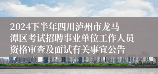 2024下半年四川泸州市龙马潭区考试招聘事业单位工作人员资格审查及面试有关事宜公告