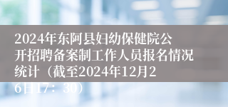 2024年东阿县妇幼保健院公开招聘备案制工作人员报名情况统计（截至2024年12月26日17：30）