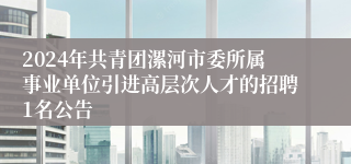 2024年共青团漯河市委所属事业单位引进高层次人才的招聘1名公告
