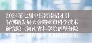 2024第七届中国河南招才引智创新发展大会鹤壁市科学技术研究院（河南省科学院鹤壁分院）引进急需紧缺人才拟聘用人员公示