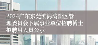 2024广东东莞滨海湾新区管理委员会下属事业单位招聘博士拟聘用人员公示