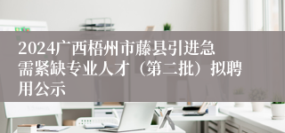 2024广西梧州市藤县引进急需紧缺专业人才（第二批）拟聘用公示