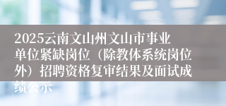 2025云南文山州文山市事业单位紧缺岗位（除教体系统岗位外）招聘资格复审结果及面试成绩公示