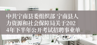 中共宁南县委组织部 宁南县人力资源和社会保障局关于2024年下半年公开考试招聘事业单位工作人员总成绩排名及进入体检人员的公告