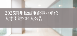 2025荆州松滋市企事业单位人才引进234人公告