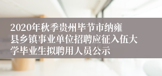 2020年秋季贵州毕节市纳雍县乡镇事业单位招聘应征入伍大学毕业生拟聘用人员公示