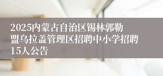 2025内蒙古自治区锡林郭勒盟乌拉盖管理区招聘中小学招聘15人公告