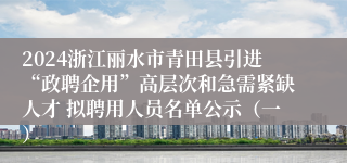 2024浙江丽水市青田县引进“政聘企用”高层次和急需紧缺人才 拟聘用人员名单公示（一）