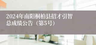 2024年南阳桐柏县招才引智总成绩公告（第5号）
