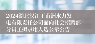 2024湖北汉江王甫洲水力发电有限责任公司面向社会招聘部分员工拟录用人选公示公告