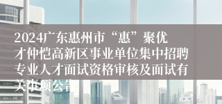 2024广东惠州市“惠”聚优才仲恺高新区事业单位集中招聘专业人才面试资格审核及面试有关事项公告