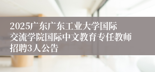 2025广东广东工业大学国际交流学院国际中文教育专任教师招聘3人公告