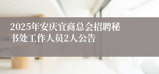 2025年安庆宜商总会招聘秘书处工作人员2人公告