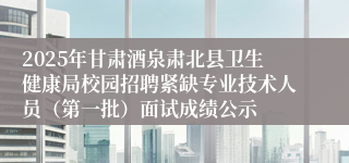 2025年甘肃酒泉肃北县卫生健康局校园招聘紧缺专业技术人员（第一批）面试成绩公示