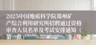2025中国地质科学院郑州矿产综合利用研究所招聘通过资格审查人员名单及考试安排通知（第一批）