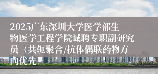 2025广东深圳大学医学部生物医学工程学院诚聘专职副研究员（共轭聚合/抗体偶联药物方向优先）