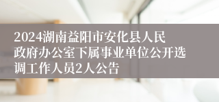 2024湖南益阳市安化县人民政府办公室下属事业单位公开选调工作人员2人公告