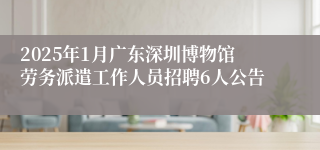 2025年1月广东深圳博物馆劳务派遣工作人员招聘6人公告