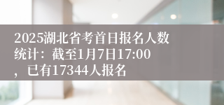 2025湖北省考首日报名人数统计：截至1月7日17:00，已有17344人报名