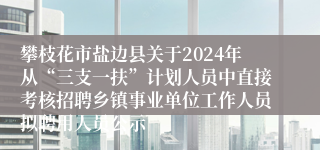 攀枝花市盐边县关于2024年从“三支一扶”计划人员中直接考核招聘乡镇事业单位工作人员拟聘用人员公示